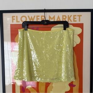 Zara Yellow Sequin Mini Skirt
